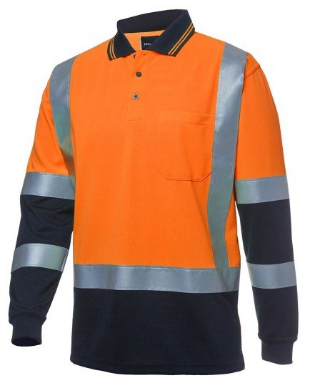 JBS WEAR Hi Vis L/S D+N H Pattern Trad Polo